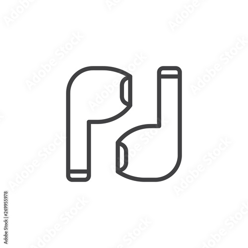 Wireless earphones line icon. linear style sign for mobile concept and web design. Modern ear buds outline vector icon. Symbol, logo illustration. Vector graphics