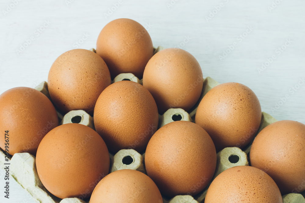 a dozen of cage free brown eggs from happy hens