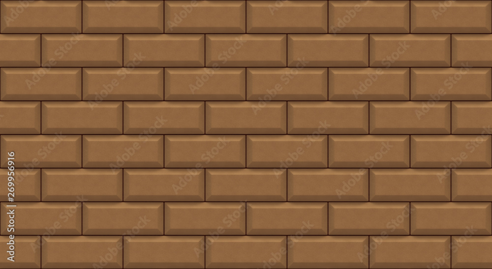 Brown brick wall rectangles with chamfered edge. Empty background. Vintage stonewall. Room design interior. Backdrop for cafe. High quality seamless 3d illustration. Brown brick wall rectangles with chamfered edge. Empty background. Vintage stonewall. Room design interior. Backdrop for cafe. High quality seamless 3d illustration.