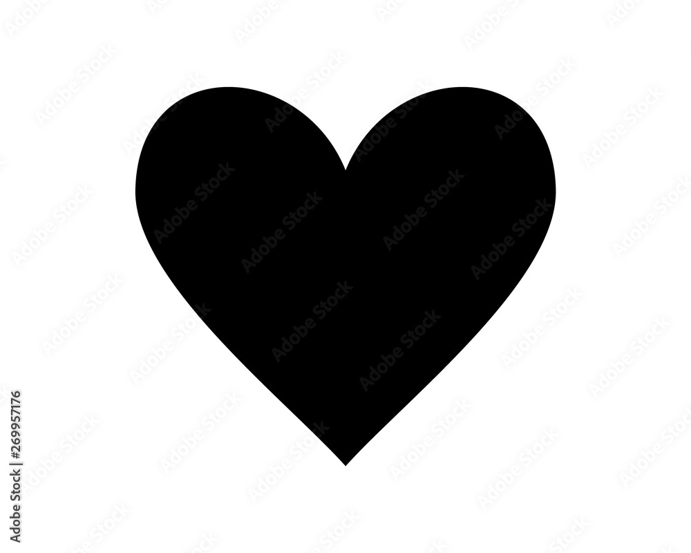 Love heart vector icon black silhouette isolated on white background. Love heart vector icon black silhouette isolated on white background.