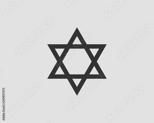 Jewish Star of David icon. Vector six pointed stars symbol.