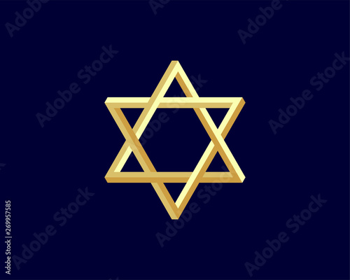 Jewish Star of David icon. Vector six pointed stars symbol.