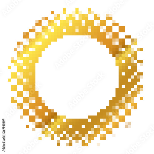 Abstract gold pixel art background. Vector illustration.