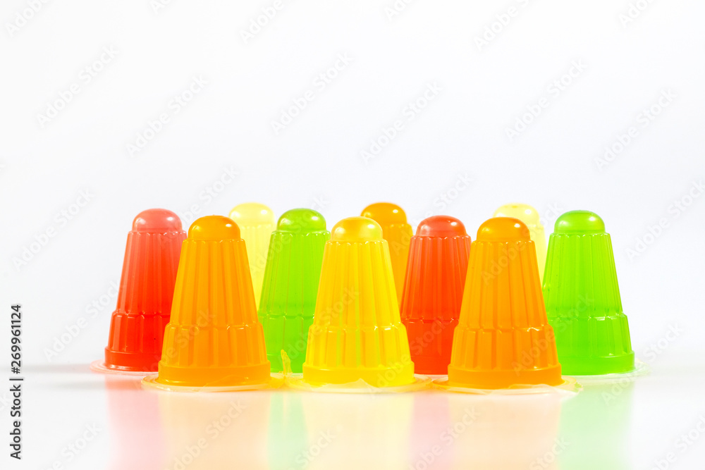 Multicolor fruit jelly on white background Multicolor fruit jelly on white background