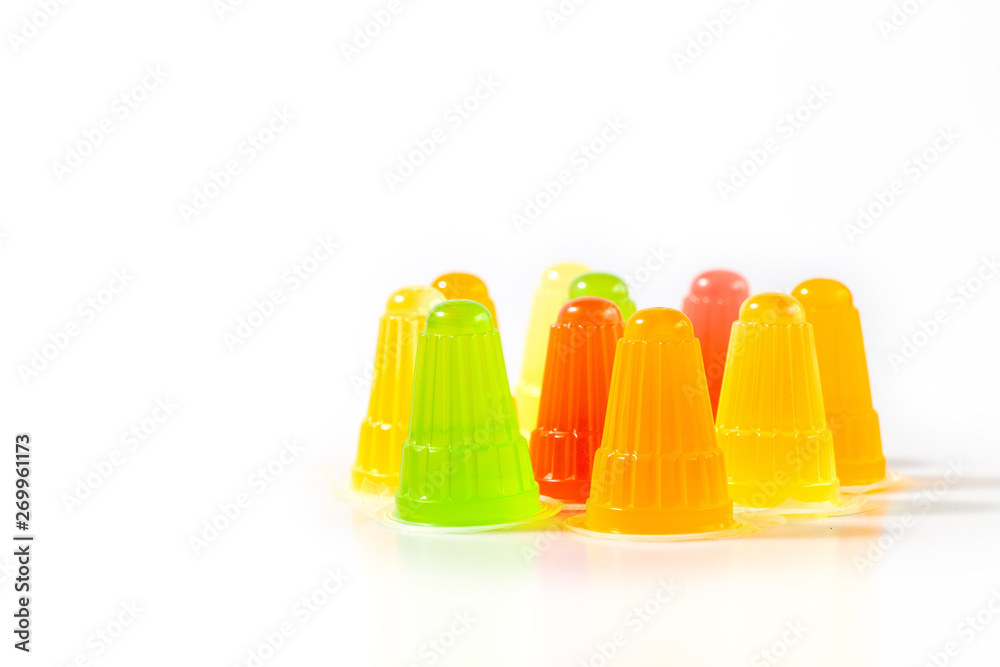 Multicolor fruit jelly on white background Multicolor fruit jelly on white background
