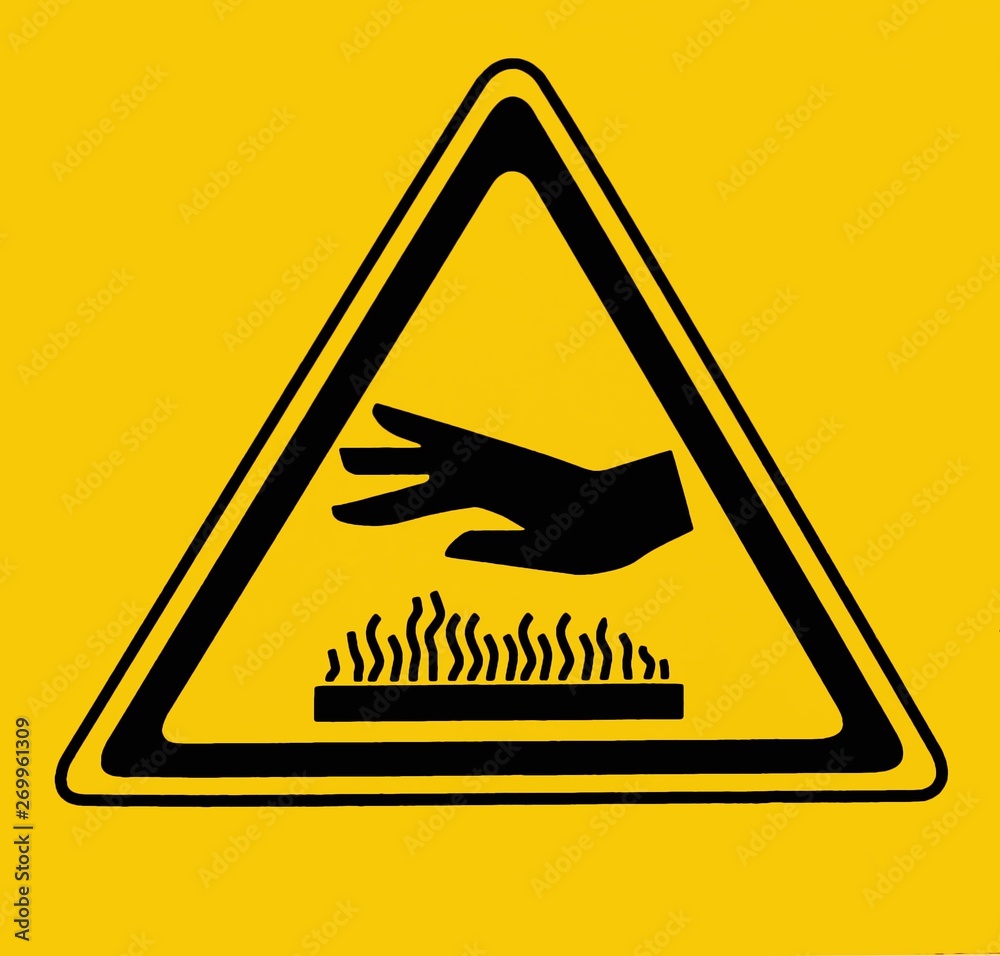 Hot surface, do not touch. Warning sign. Hot surface, do not touch. Warning sign.