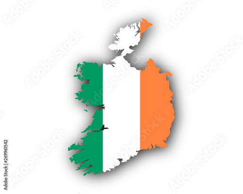 Karte und Fahne von Irland