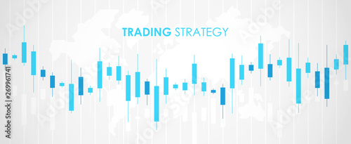 Candlestick. Trading graphic. Stock market graph. Financial chart. Investment in forex indicators. Abstract background. Flat style vector illustration.