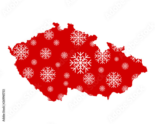 Karte von Tschechien mit Schneeflocken