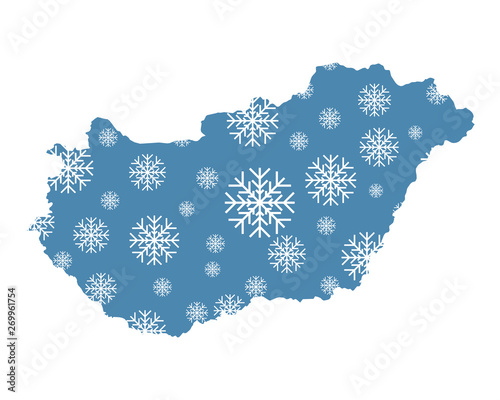Karte von Ungarn mit Schneeflocken