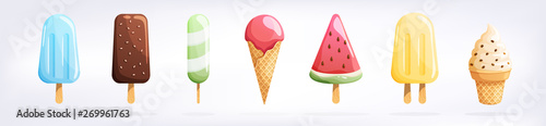 Photographie Ice cream set isolated on a white background