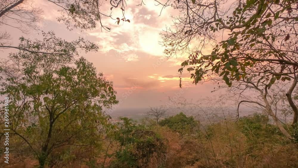 The sun in the evening on the mountain,timelapse The sun in the evening on the mountain,timelapse