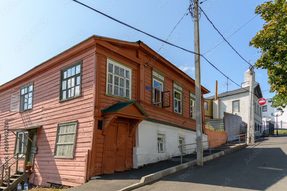 Old houses on the street in the historical center of the city of Vladimir - Russia