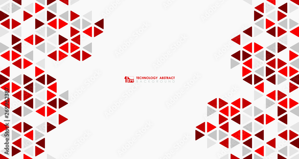 Fototapeta premium Abstract wide red cube of geometric hexagonal low pattern design technology. illustration vector eps10