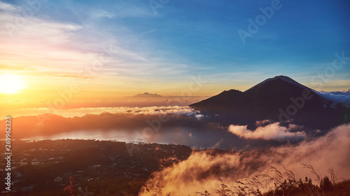 View from Mount Batur in Bali, Indonesia.
