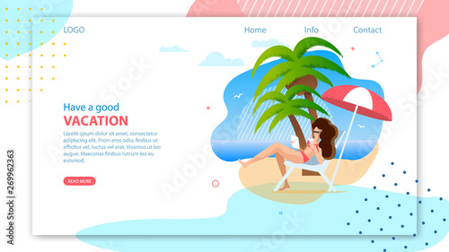 Cartoon Flat Landing Page for Online Travel Agency