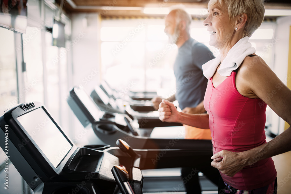 Image of attractive fit senior woman in gym Image of attractive fit senior woman in gym