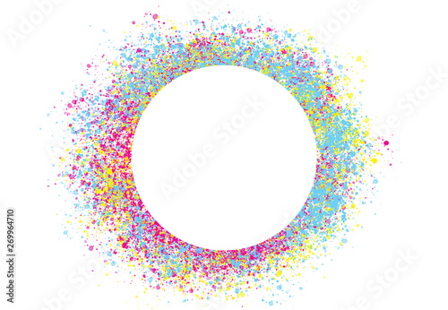 Abstract watercolor brush spatter bot digital art painting backgrounds and blank white color circle shape for your text 