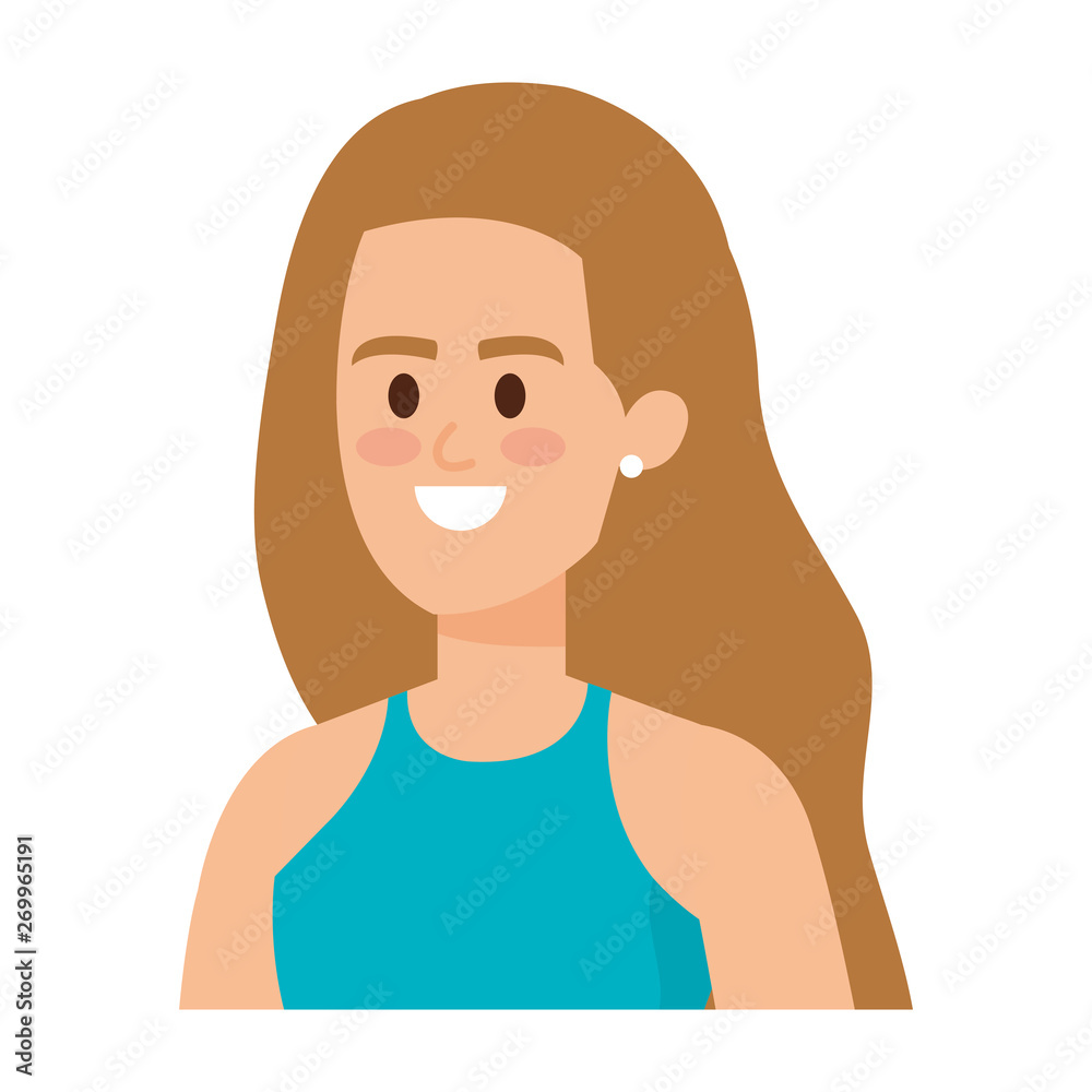 young woman avatar character vector illustration
