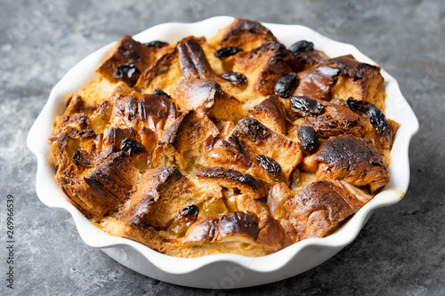 rustic golden english bread and butter pudding