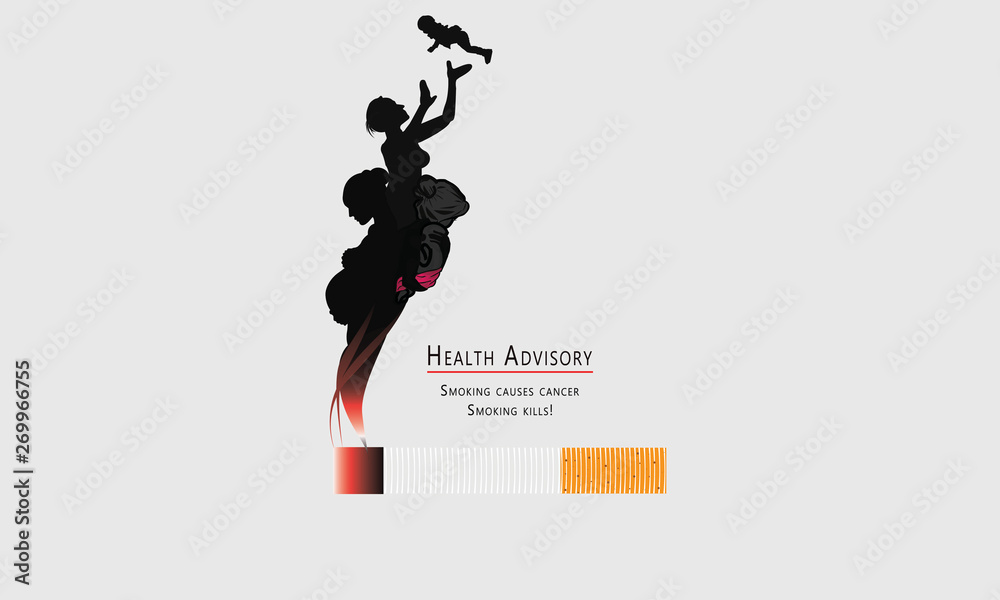 Concept of Health Advisory No smoking and World No Tobacco Day, Smoking Causes Cancer and smoking kills. -Vector Concept of Health Advisory No smoking and World No Tobacco Day, Smoking Causes Cancer and smoking kills. -Vector