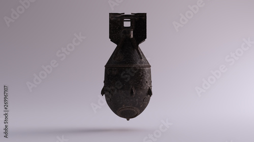 Bild auf Leinwand Dusty Black Iron Atomic Bomb Nuclear Weapon 3d illustration 3d render