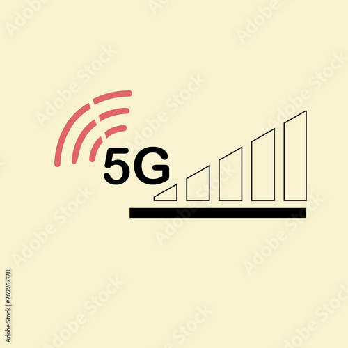 Vector technology icon network sign 5G. Illustration 5g internet symbol in flat line minimalism style. - Vector