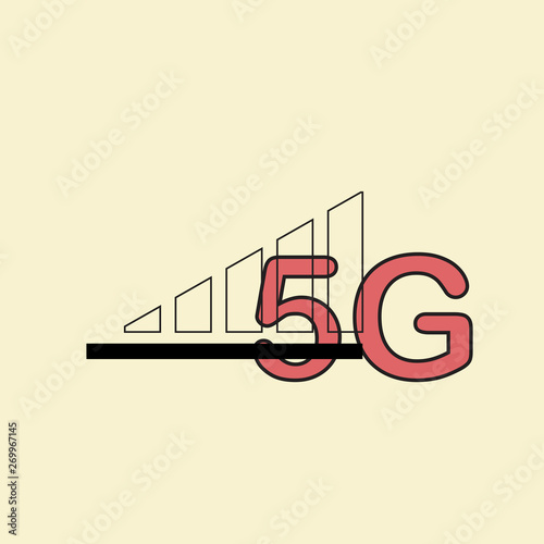 Vector technology icon network sign 5G. Illustration 5g internet symbol in flat line minimalism style. - Vector