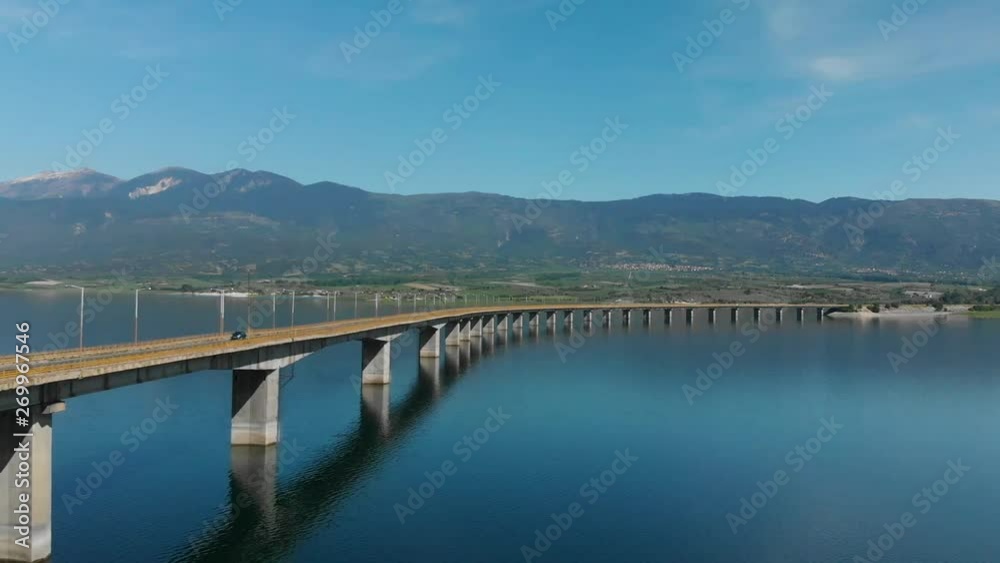 Techniti Limni Polifitou- Bridge over Polifitou Lake in Greece. Aerial Techniti Limni Polifitou- Bridge over Polifitou Lake in Greece. Aerial