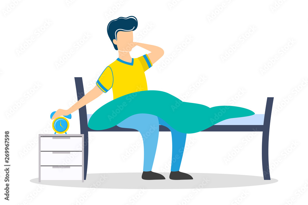 Man sleeping in the bed and waking up Man sleeping in the bed and waking up
