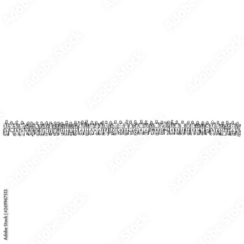 people sitting abreast with long line vector illustration sketch doodle hand drawn with black lines isolated on white background
