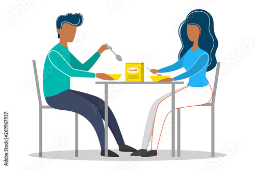 Man and woman having a breakfast in the morning © inspiring.team