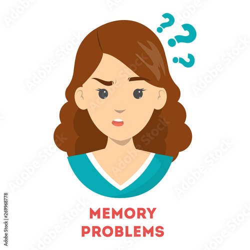 Woman suffering from the memory problems. Confused person