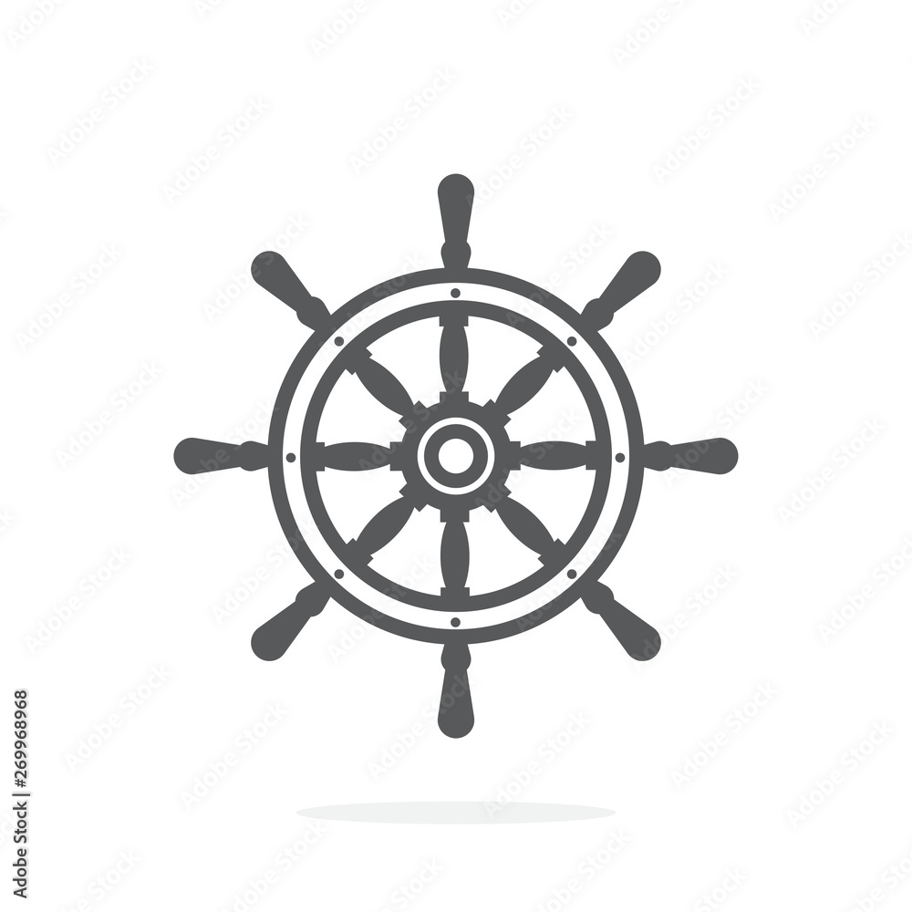 Ship wheel icon on white background