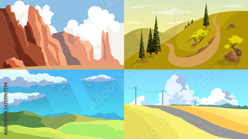 Landscape set. Various outdoor view on the nature