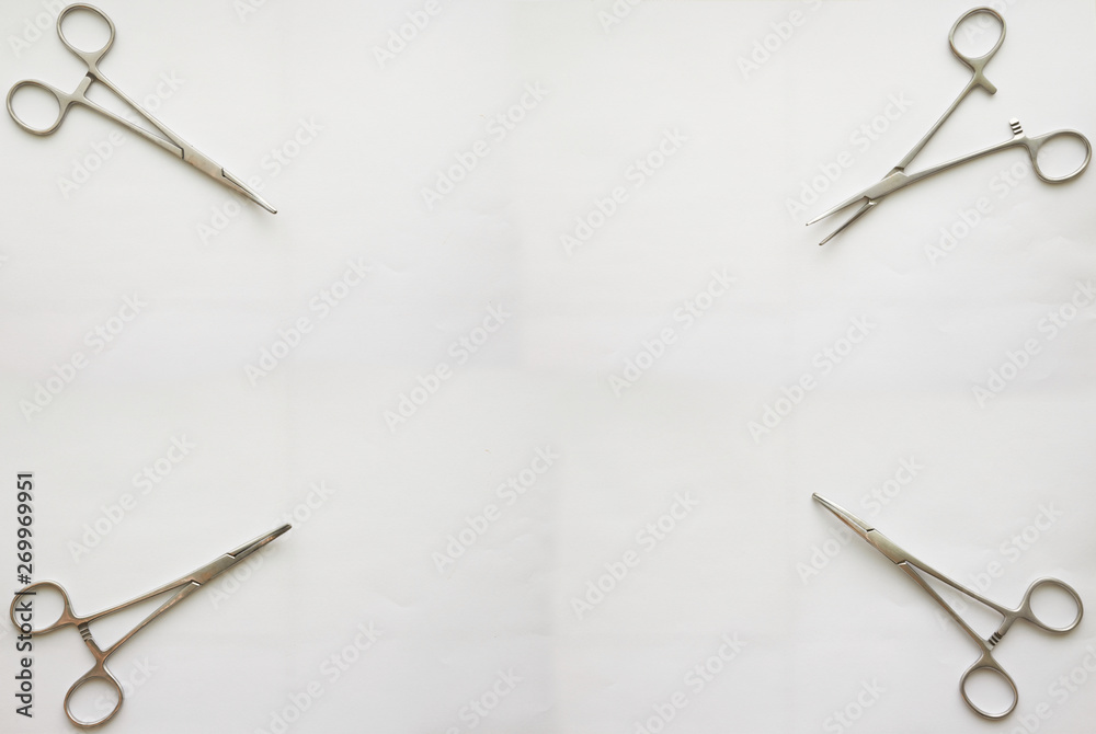 cramp forceps on corner of white copy space cramp forceps on corner of white copy space