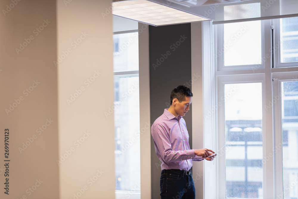 Businessman reviewing photograph in the office