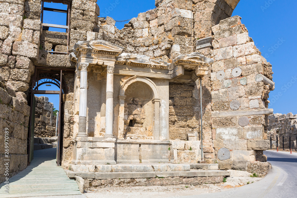 Vespasian gate to the ancient city of Side, Turkey Vespasian gate to the ancient city of Side, Turkey