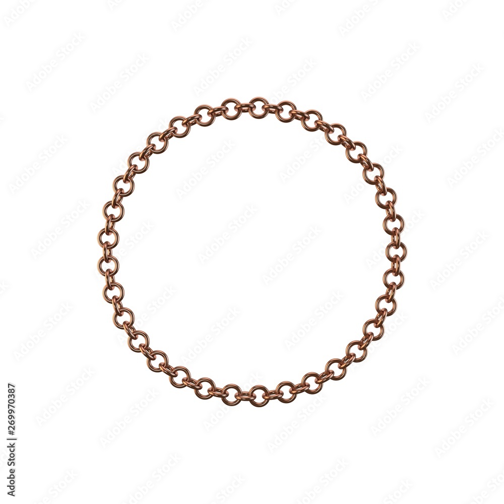 Copper chain. Isolated on white background. Circle frame. Copper chain. Isolated on white background. Circle frame.