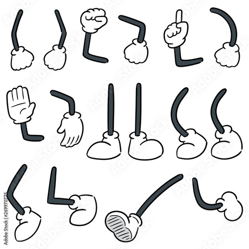 vector set of cartoon arm and cartoon leg