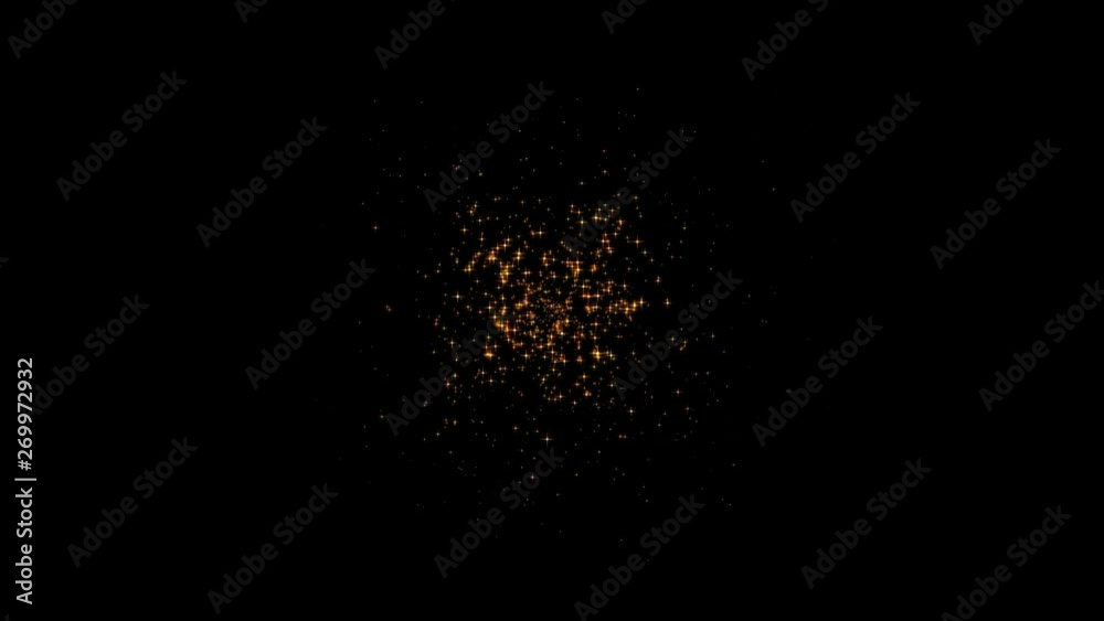 Motion particles on black background. 4k animation. Alfa channel.