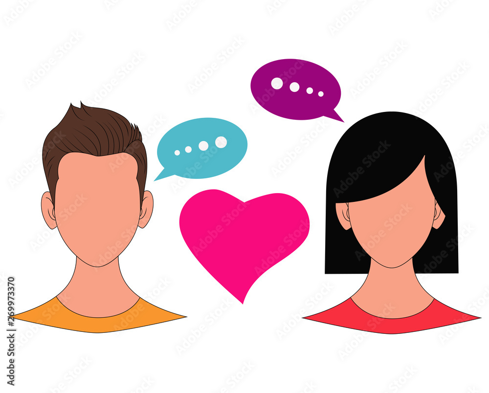 Illustration of People Chat Icon with love Illustration of People Chat Icon with love