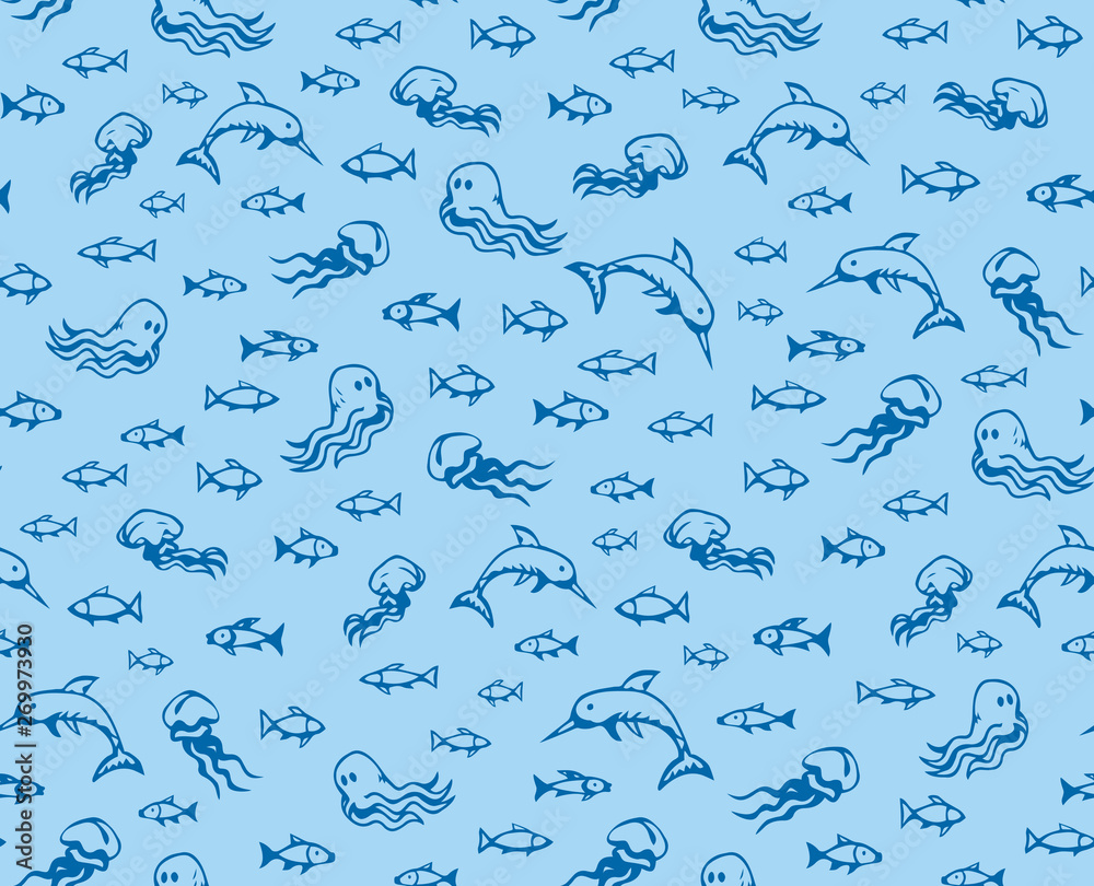 Naklejka premium Fish. Vector drawing