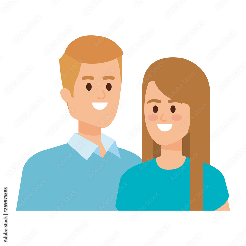 young couple lovers avatars characters young couple lovers avatars characters