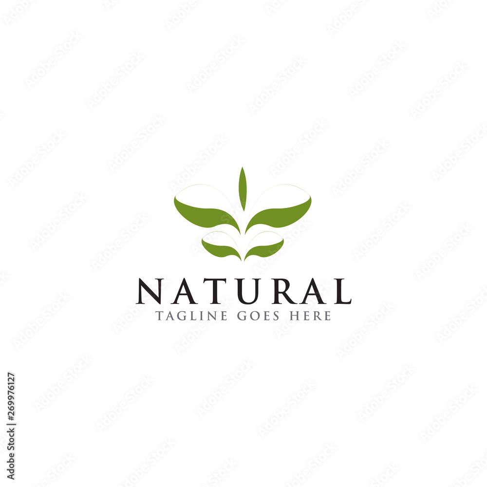Natural leaf icon logo design vector template
