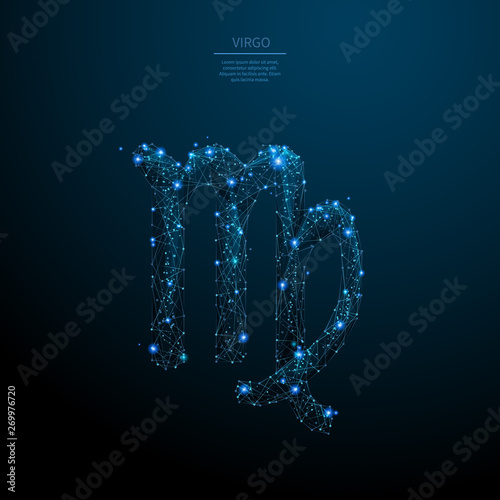 Virgo sign low poly wireframe poster template