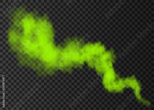 Green smoke explosion special effect  isolated on transparent background.