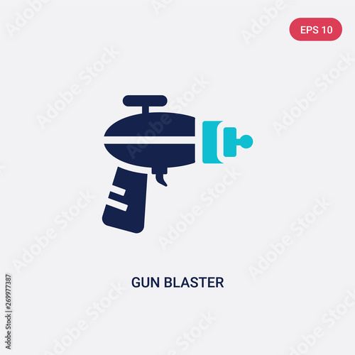 two color gun blaster vector icon from astronomy concept. isolated blue gun blaster vector sign symbol can be use for web, mobile and logo. eps 10
