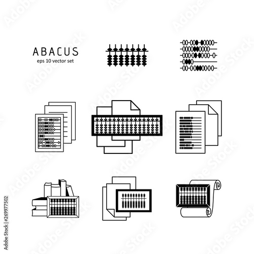 Set - Abacus. Vector icon on white background.