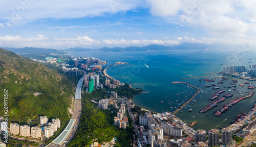 top view of castle peak typhoon shelter in Hong Kong